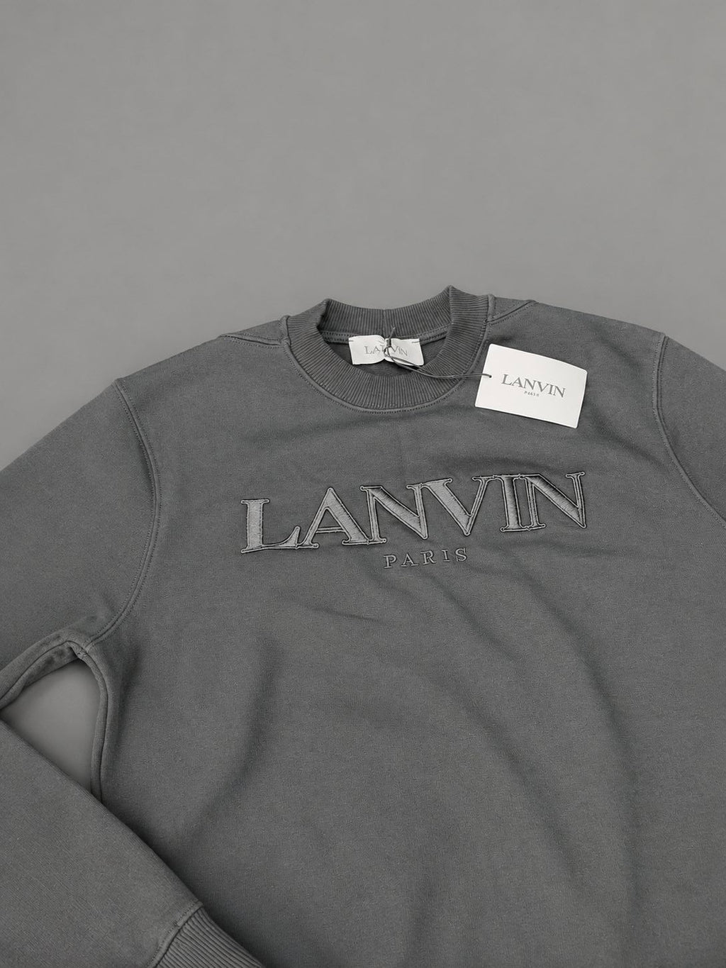 Lanvin Paris Black Embroidered Logo Crew Neck Sweatshirt