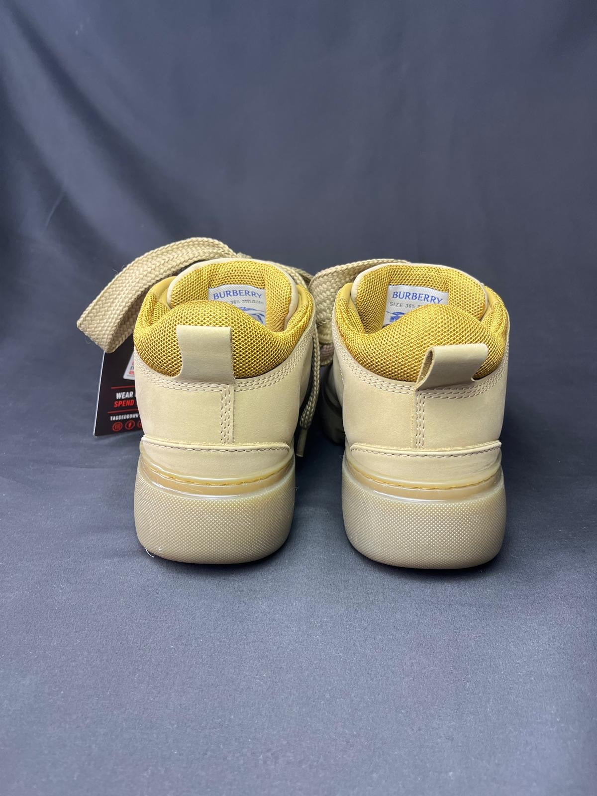 Women’s Burberry Leather Low Ankle Boots – Beige