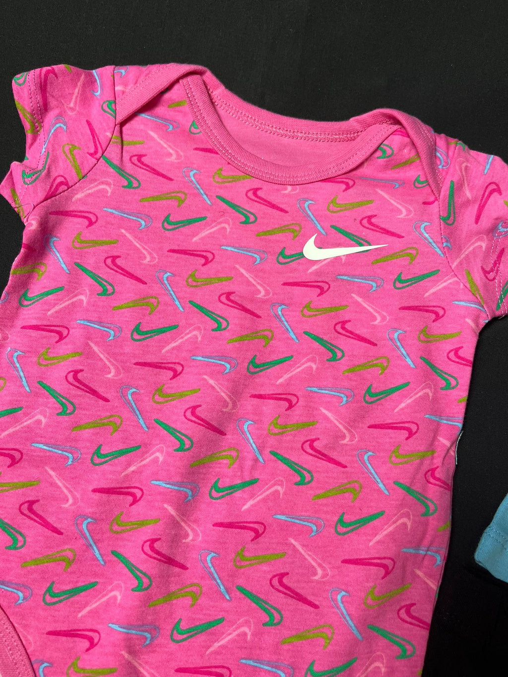 Nike Baby 3 Piece Babygrow T-Shirt & Leggings Set Pink Blue