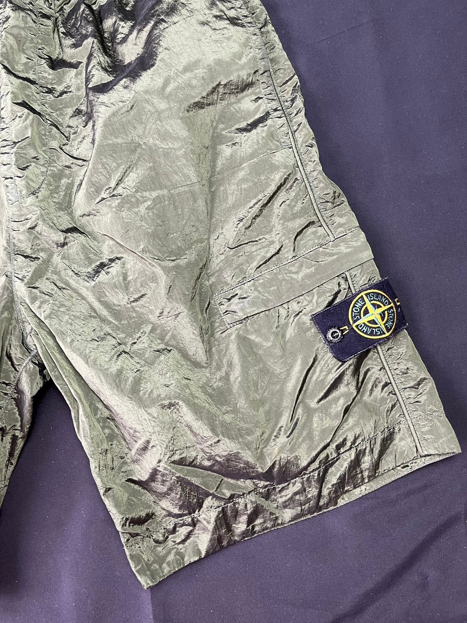 Stone Island Nylon Metal Khaki Cargo Shorts