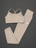 New Balance Beige Sports Bra & Leggings Set