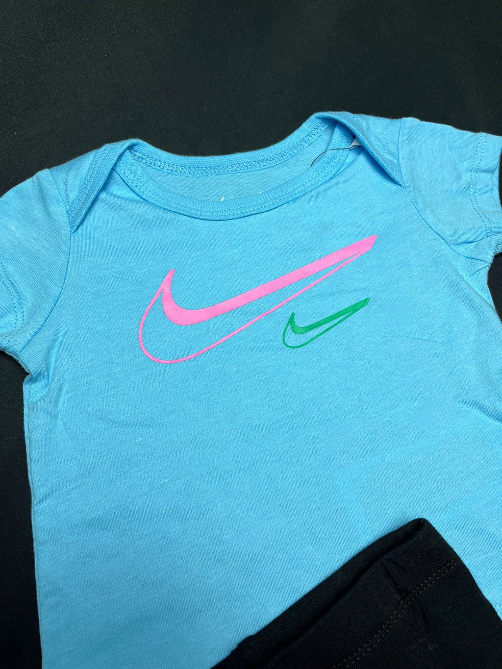 Nike Baby 3 Piece Babygrow T-Shirt & Leggings Set Pink Blue