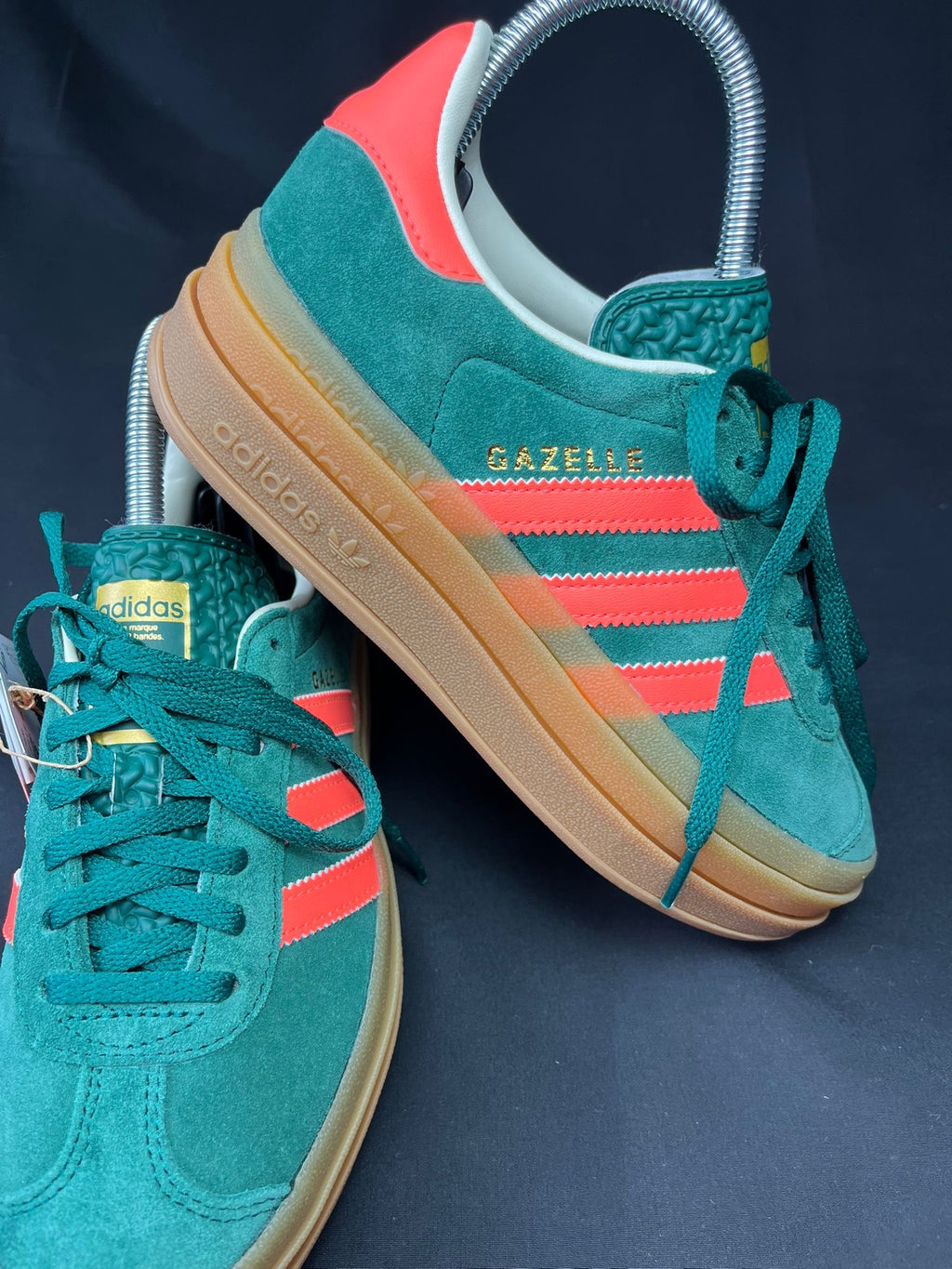 Adidas Gazelle Bold Green Orange Junior Trainers