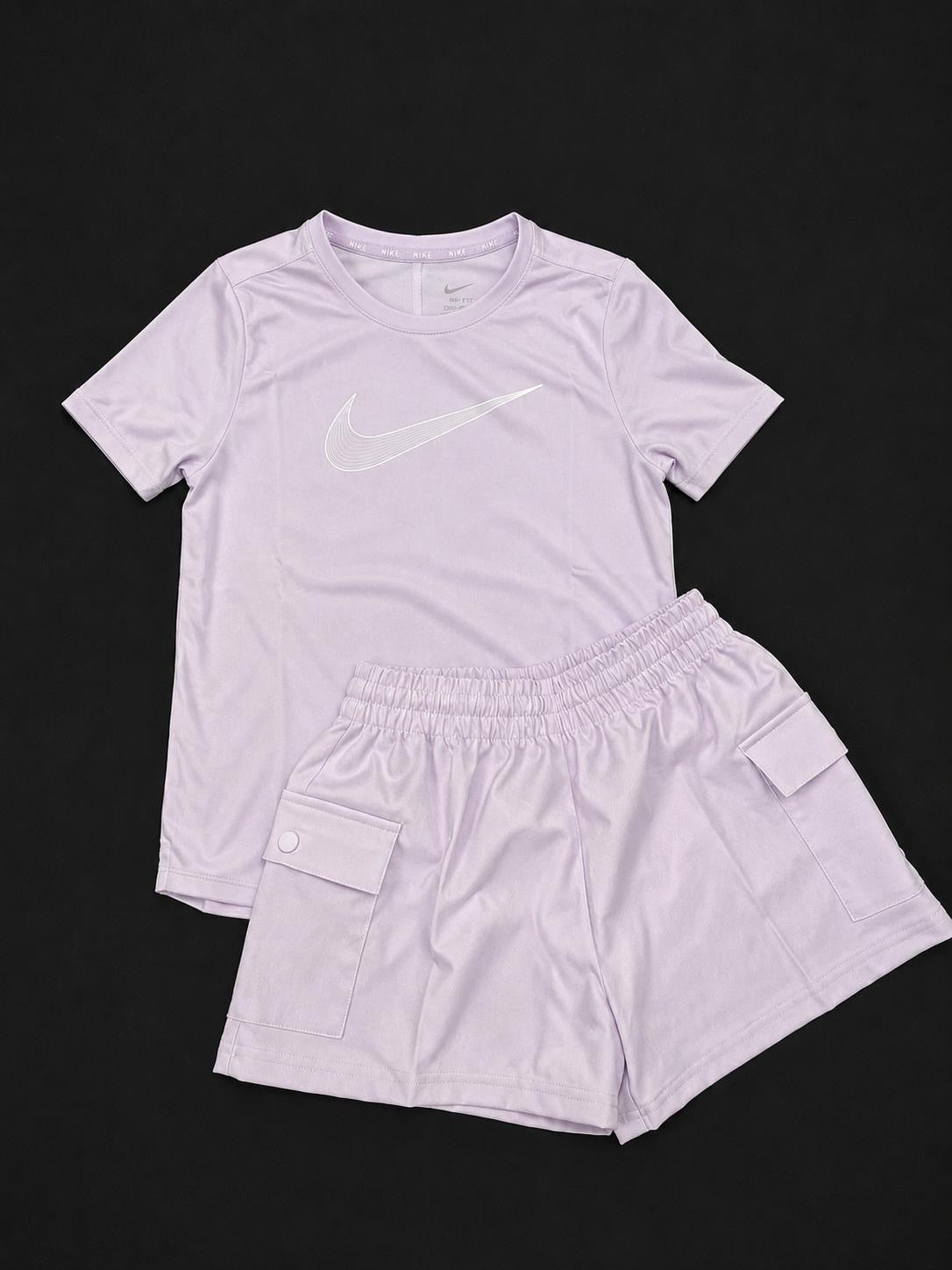 Girls Nike Cargo Shorts Set Lilac