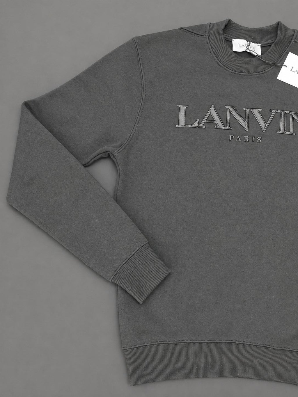 Lanvin Paris Black Embroidered Logo Crew Neck Sweatshirt