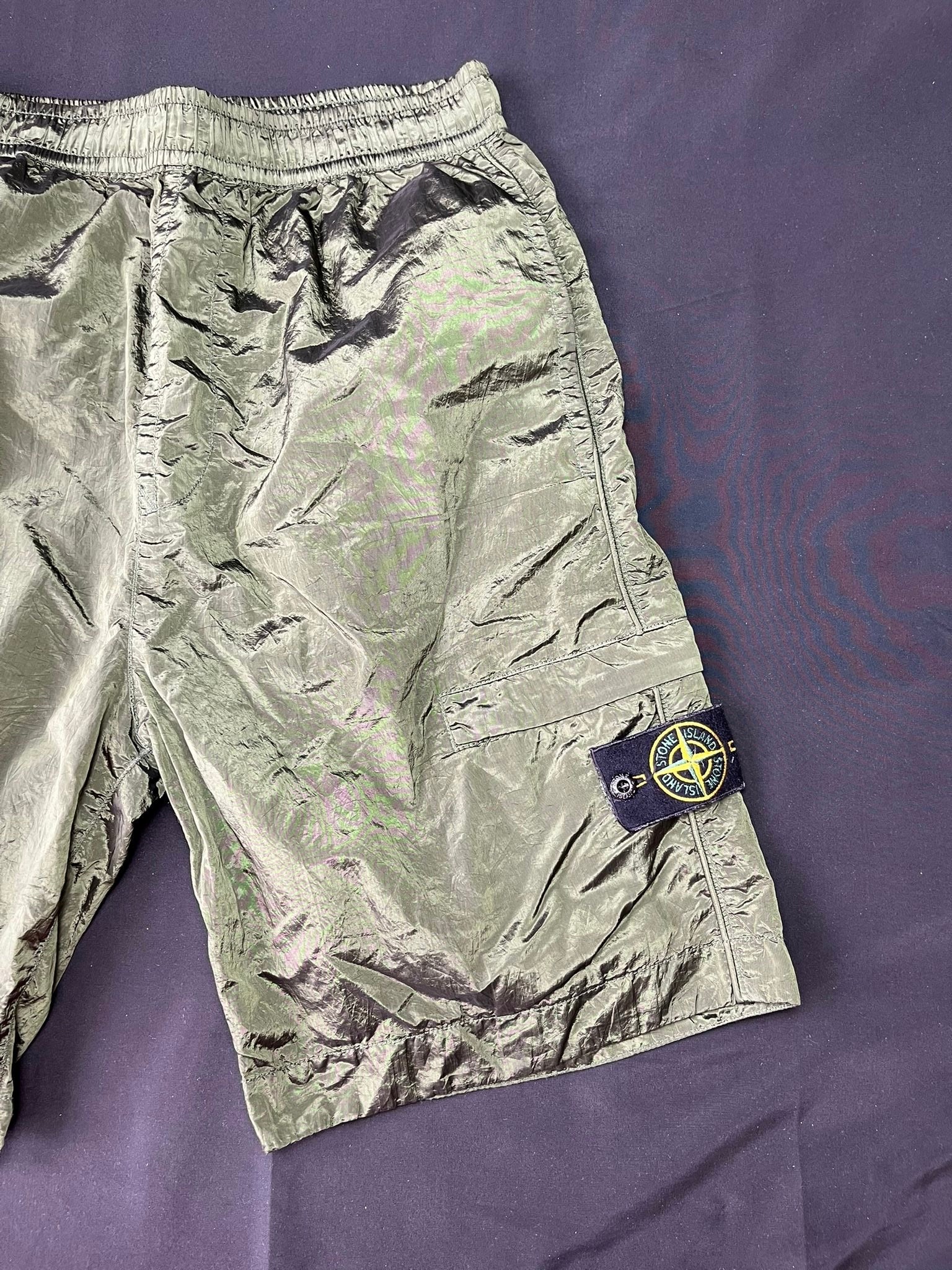 Stone Island Nylon Metal Khaki Cargo Shorts