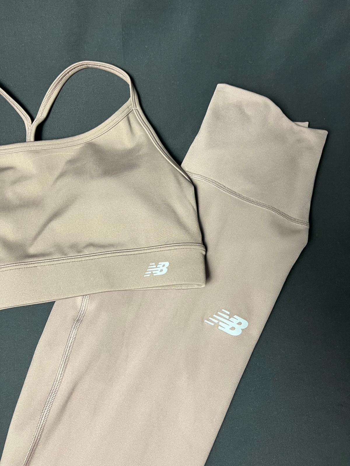 New Balance Beige Sports Bra & Leggings Set