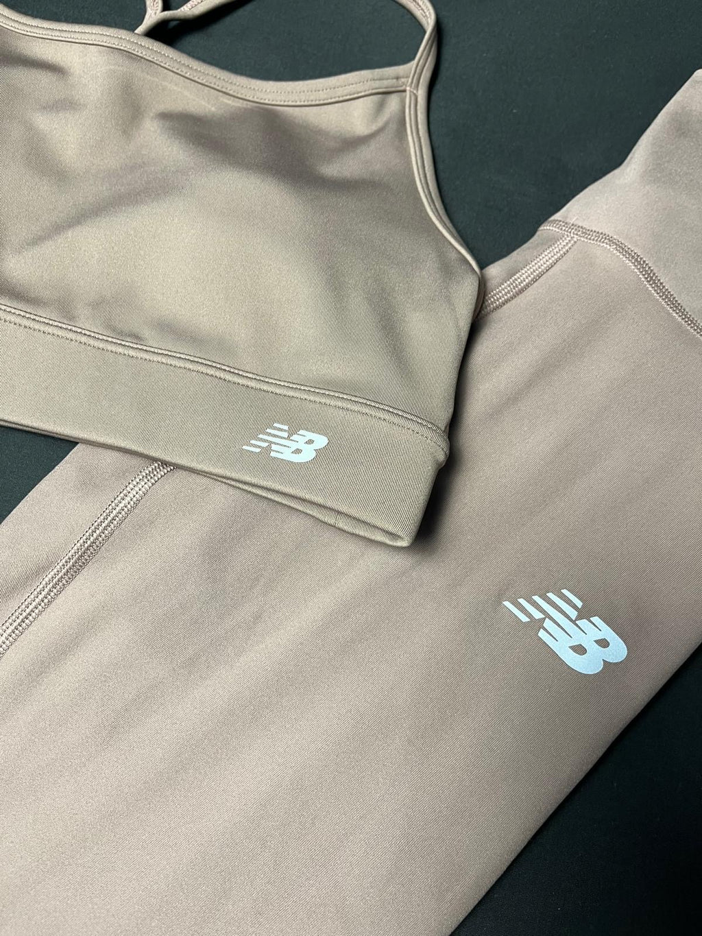 New Balance Beige Sports Bra & Leggings Set