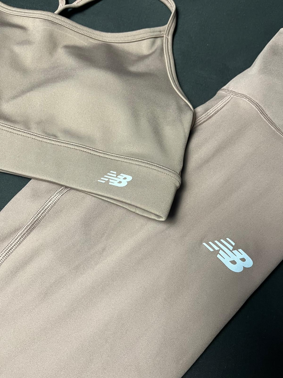 New Balance Beige Sports Bra & Leggings Set