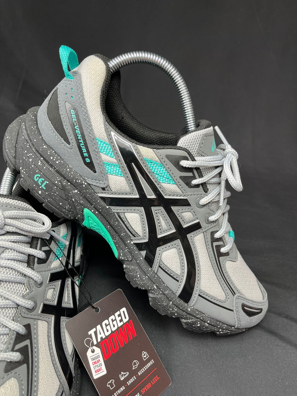 ASICS Gel-Venture 6 Grey Black Aqua Trainers