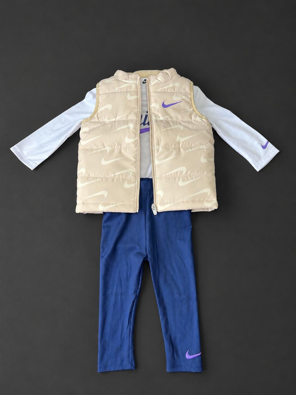 Girls Nike Cream 3 Piece Gilet Set
