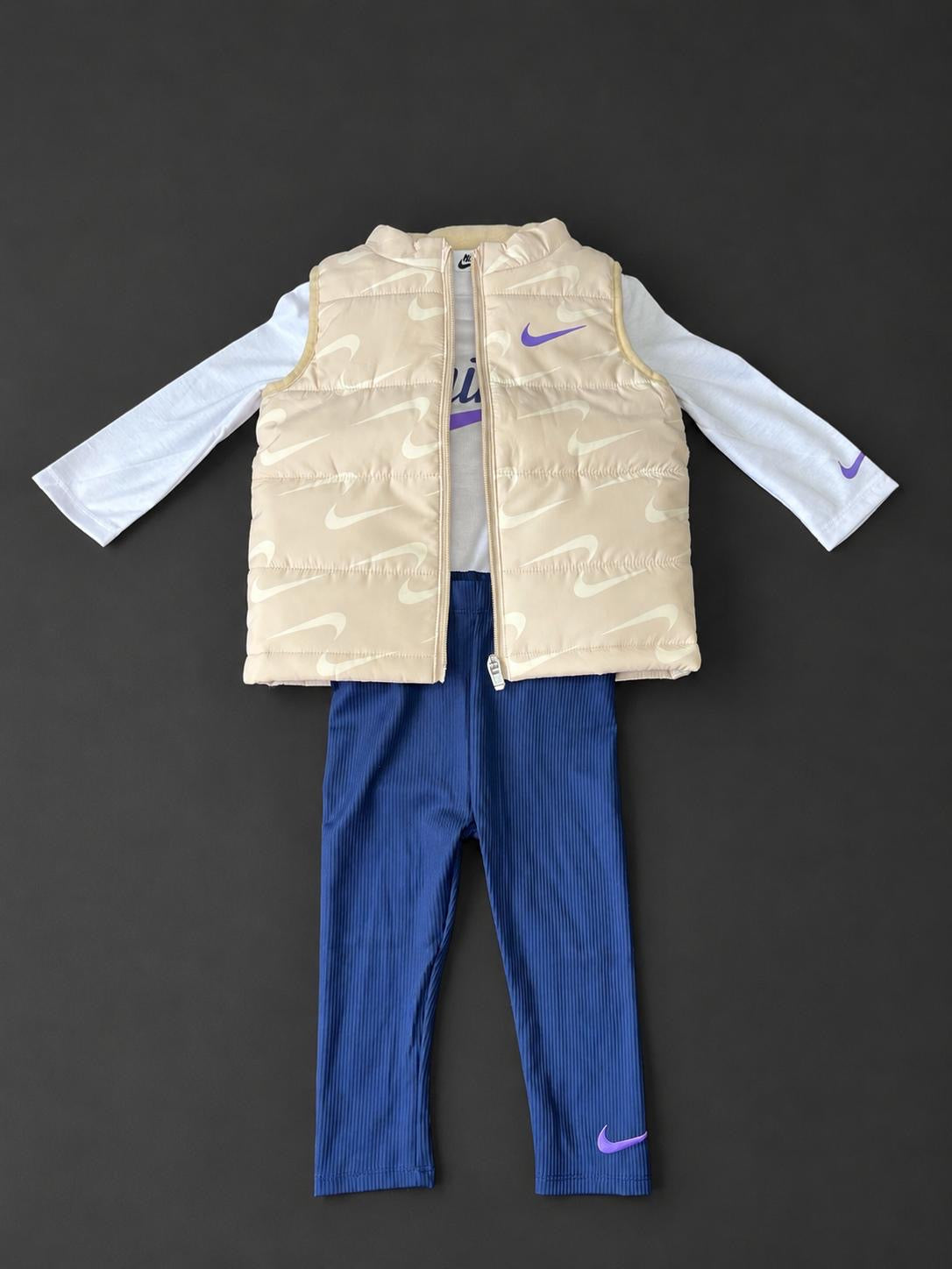 Girls Nike Cream 3 Piece Gilet Set