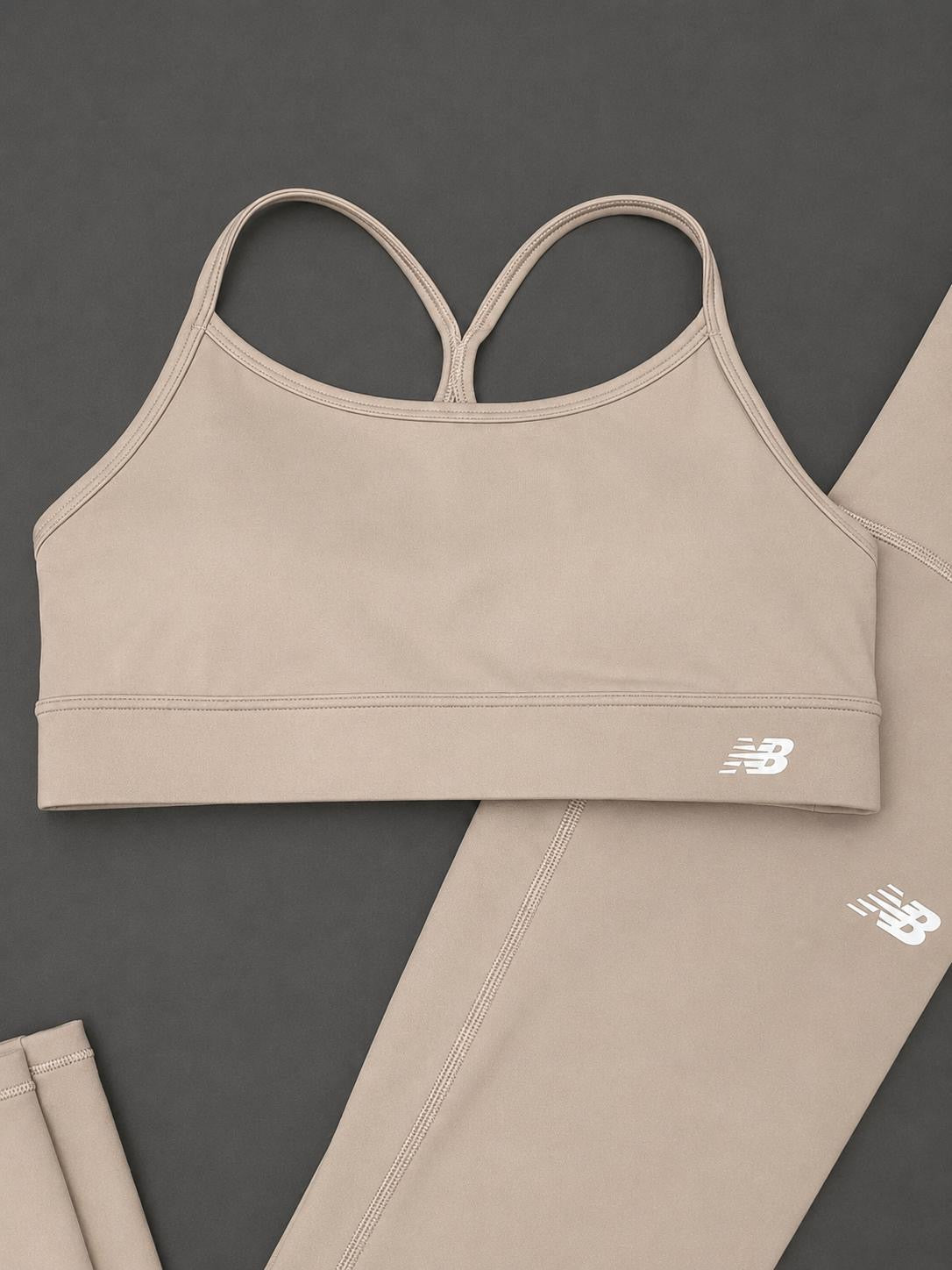 New Balance Beige Sports Bra & Leggings Set