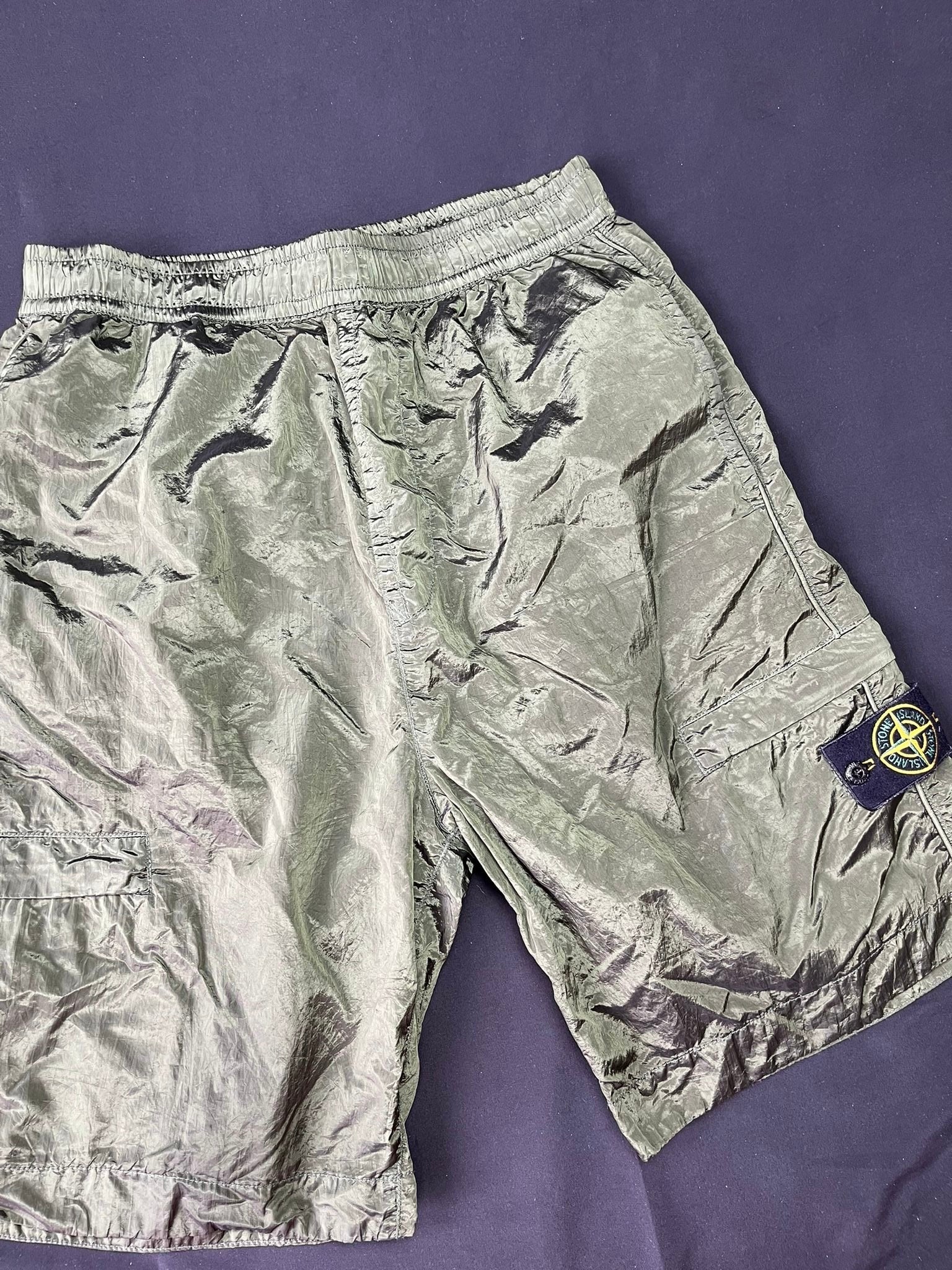 Stone Island Nylon Metal Khaki Cargo Shorts