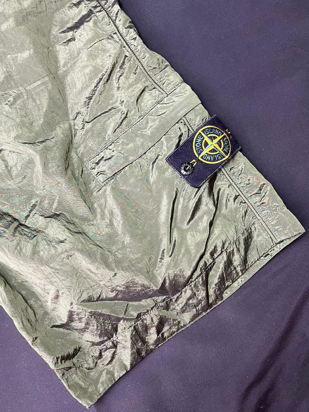 Stone Island Nylon Metal Khaki Cargo Shorts