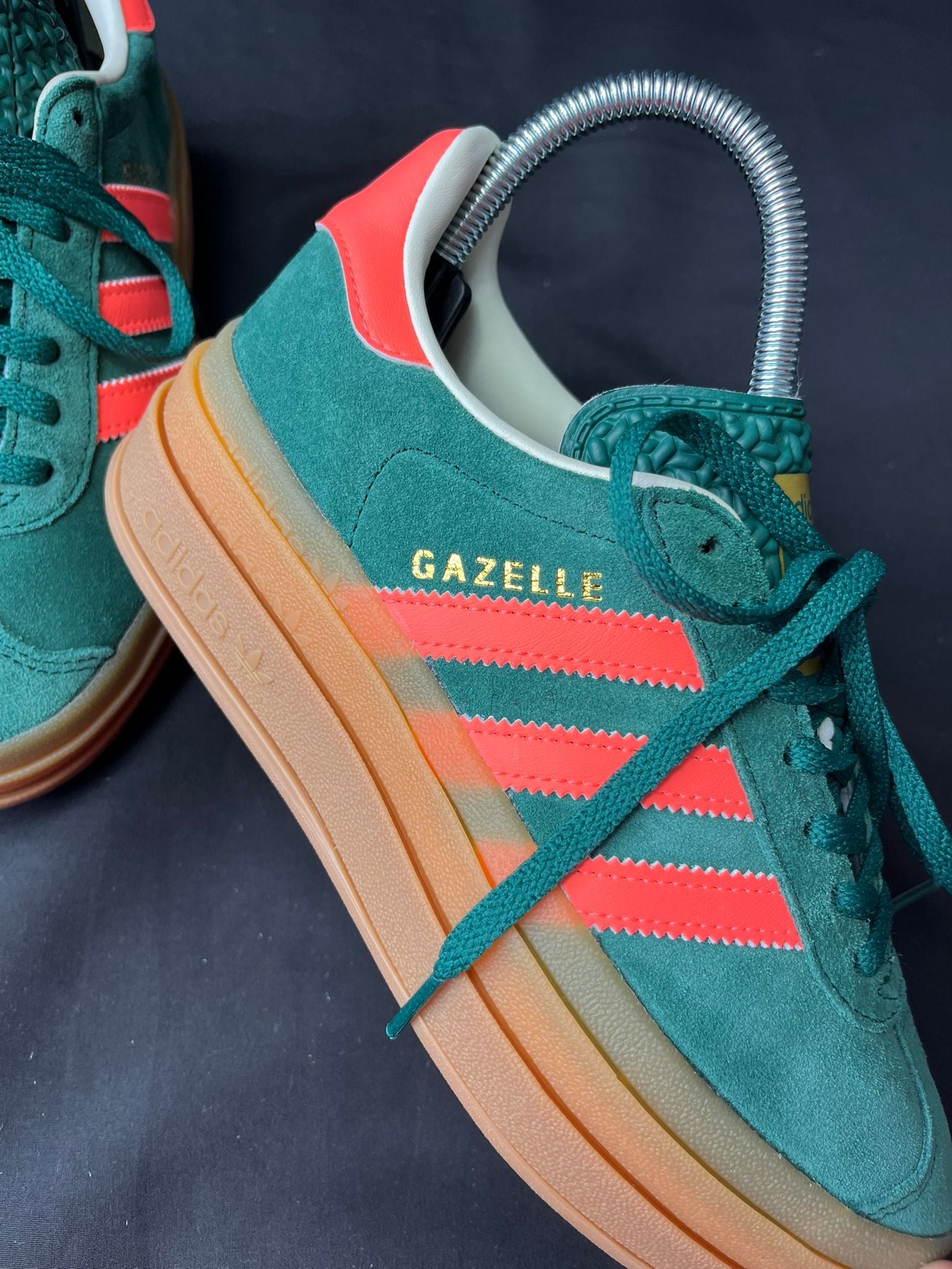 Adidas Gazelle Bold Green Orange Junior Trainers