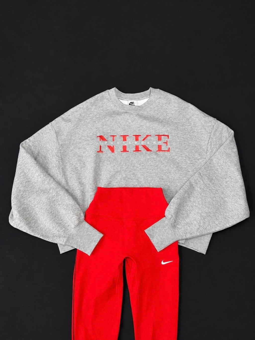 Nike Women’s Grey & Red Sweatshirt & Leggings Set