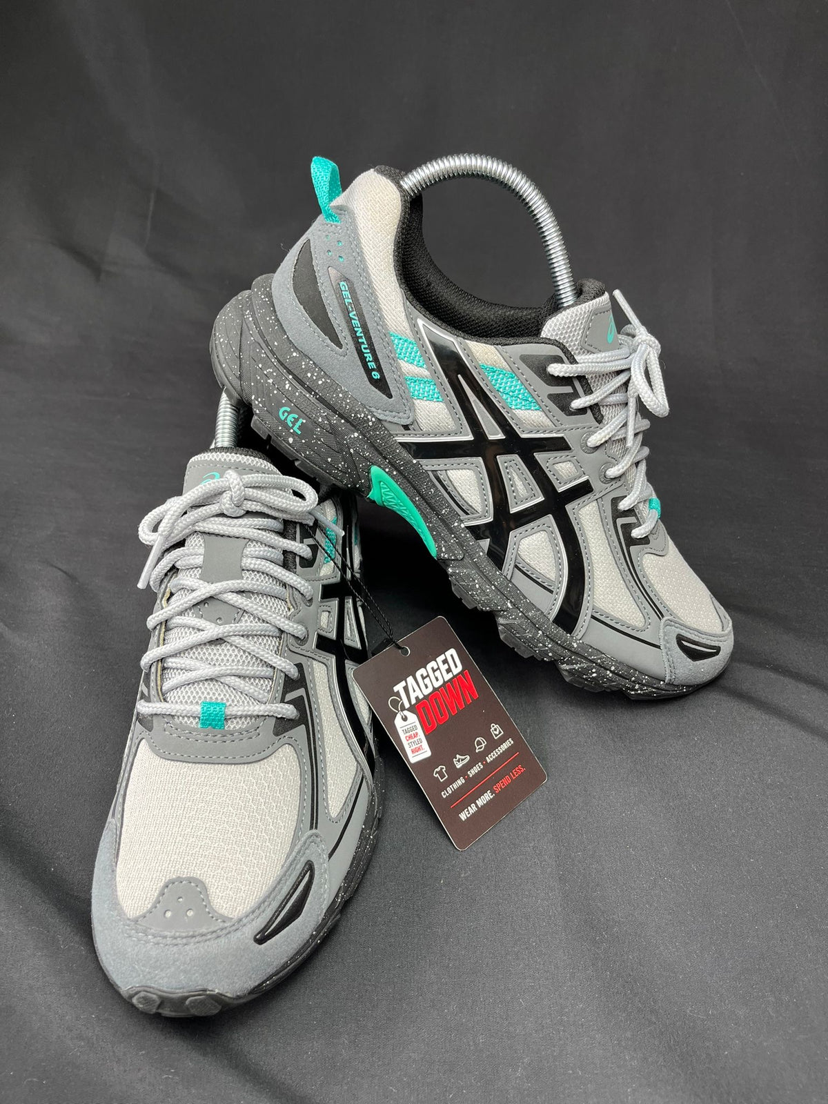 ASICS Gel-Venture 6 Grey Black Aqua Trainers