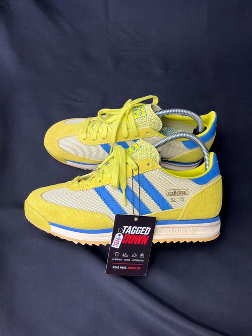 Authentic Adidas SL 72 RS Yellow Blue trainers, brand new in the original box, UK Size 8.