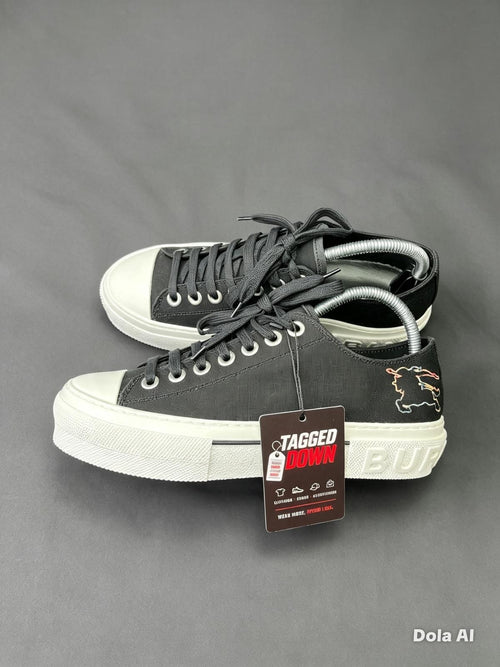Burberry Jack Low black canvas trainers, UK 6 EU 40, brand new with original box, authentic designer footwear.