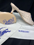 Burberry Quilted Leather Mule Heels in Cream. Brand new with Burberry dust bags and damaged box.