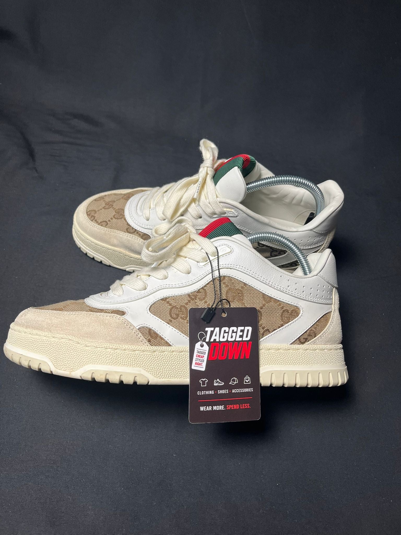 Gucci Re-Web White Beige GG Monogram trainers UK Size 7