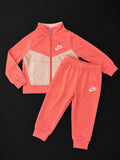 Kids Nike Coral and Beige Tracksuit with full zip jacket and matching joggers, brand new with tags.