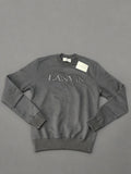 Lanvin Paris black crew neck sweatshirt with tonal embroidered logo, brand new with tags.