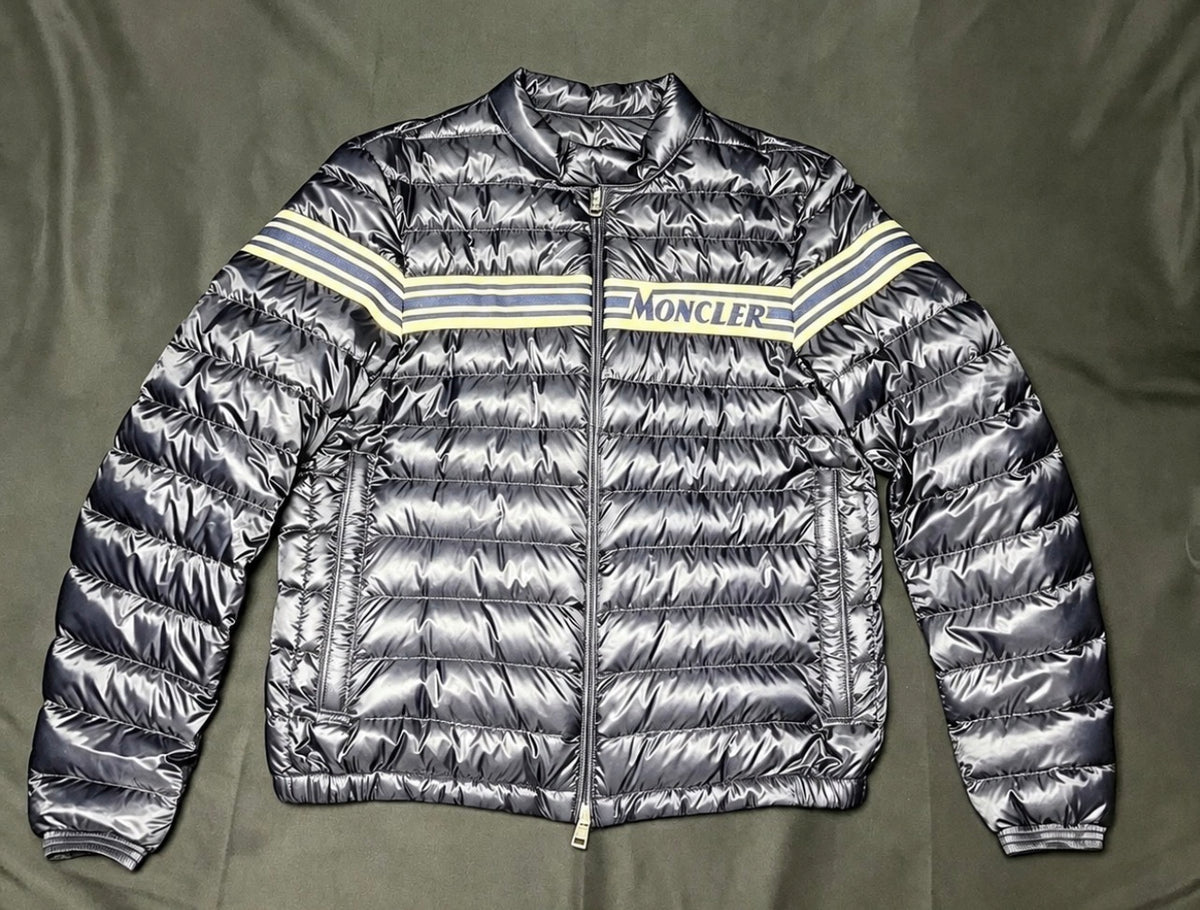 Moncler Renald navy lightweight down jacket, size 2, brand new without tags.