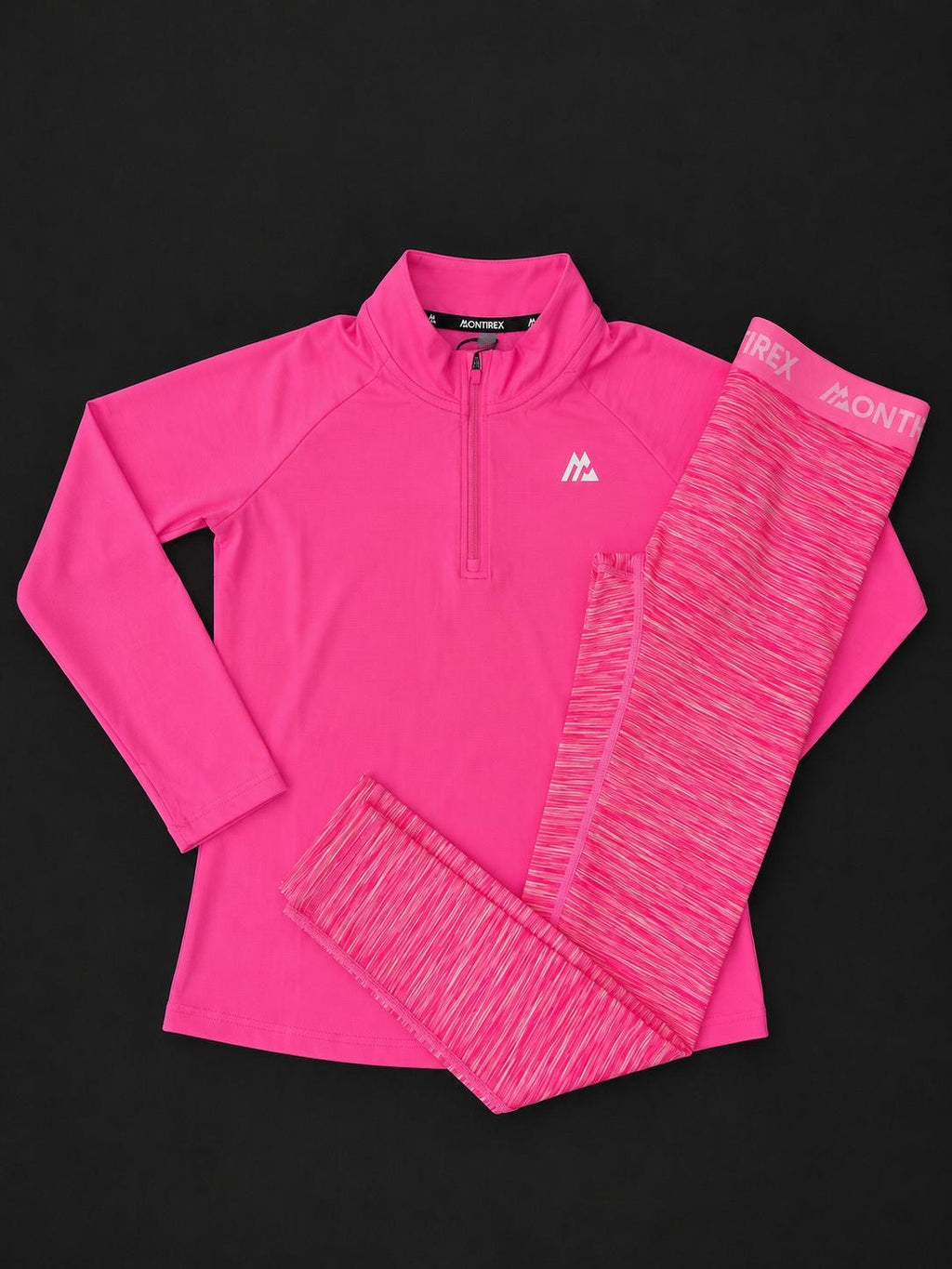 Montirex Girls Pink Performance Set with quarter zip top and matching leggings, brand new with tags.