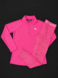 Montirex Girls Pink Performance Set with quarter zip top and matching leggings, brand new with tags.