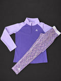 Montirex Girls Purple and Lilac Performance Set with quarter zip top and matching leggings, brand new with tags.