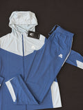 Authentic Montirex men’s blue and light blue full tracksuit with matching hooded jacket and joggers, brand new with tags.