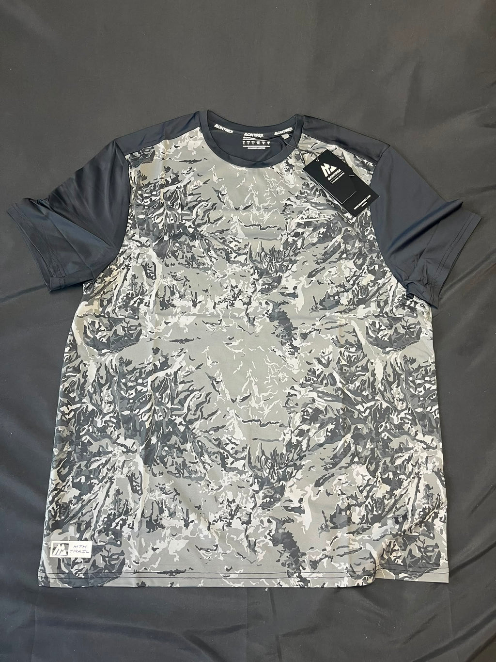 Montirex MTH Trail grey camo performance T-shirt, brand new with tags, lightweight breathable training top.