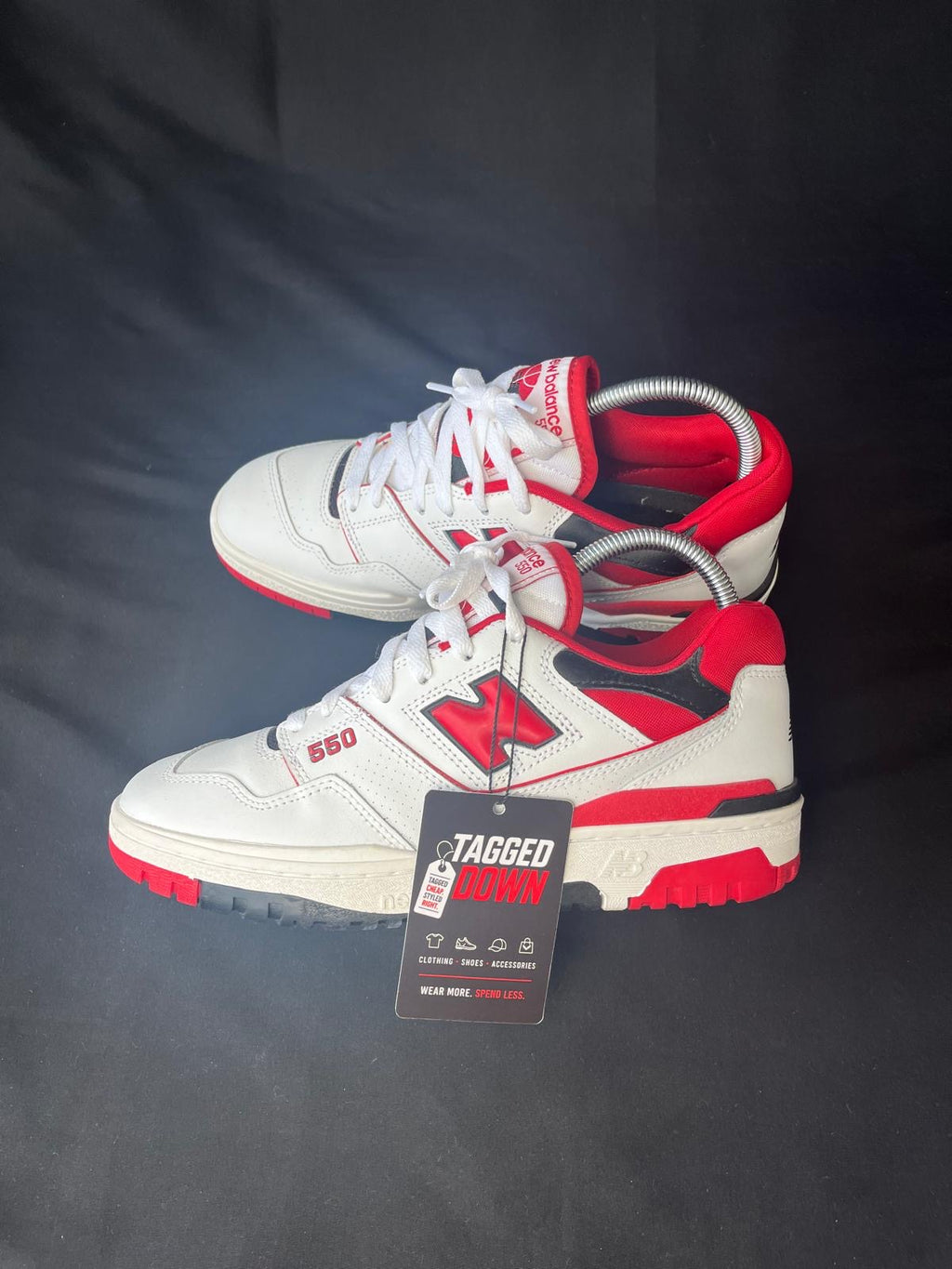 Authentic New Balance 550 White Red trainers, worn once in like new condition.