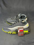 Authentic Nike Air Max 95 Custom One of One trainers in a black, grey and volt colourway, pre-owned in excellent condition.