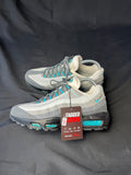 Authentic Nike Air Max 95 trainers in a grey and blue colourway, pre-owned in excellent condition.