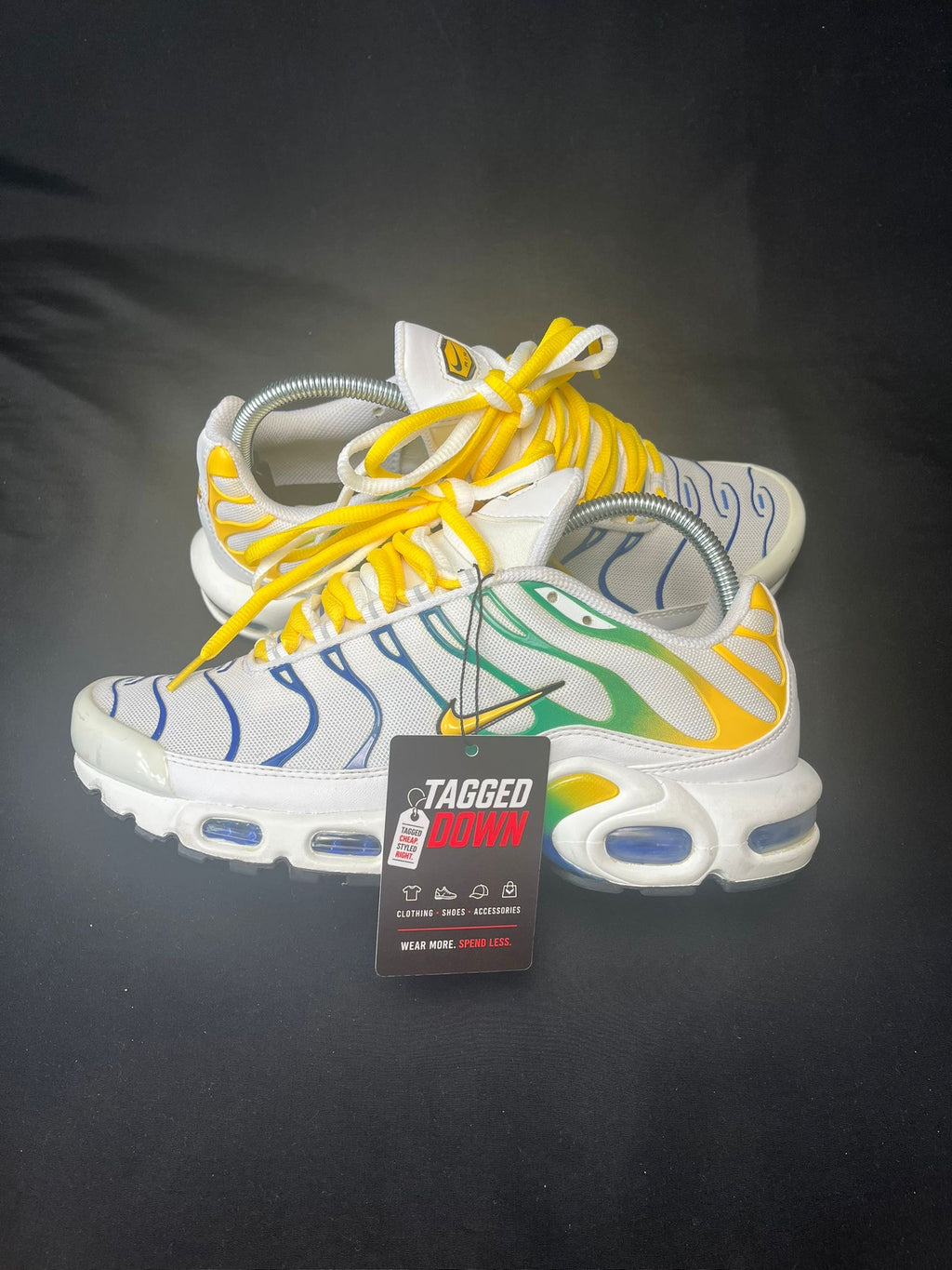 Nike Air Max Plus TN White Yellow Green Blue trainers UK Size 7