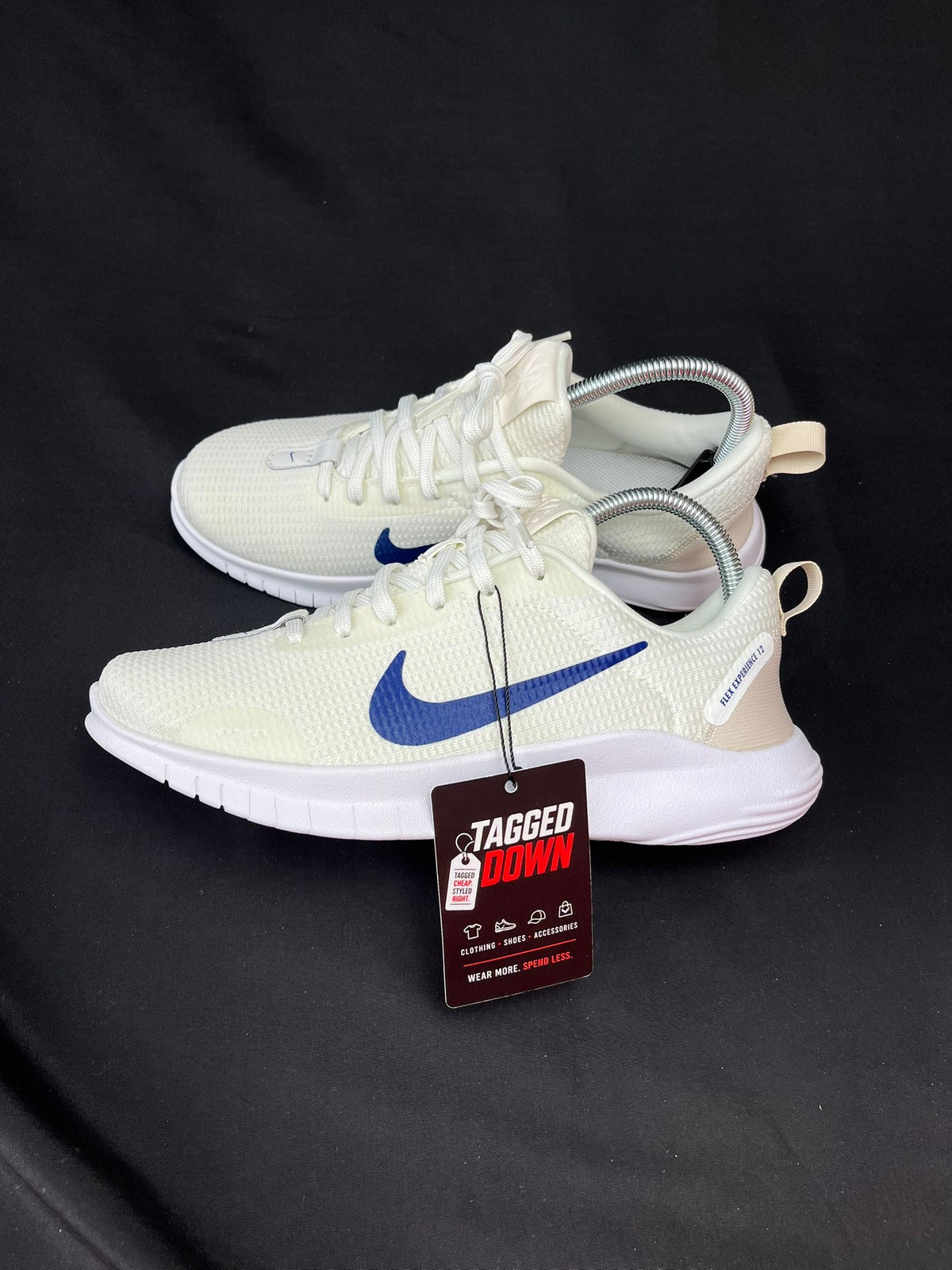 Nike Flex Experience Run trainers in White with Blue Nike Swoosh, brand new in the original box.
