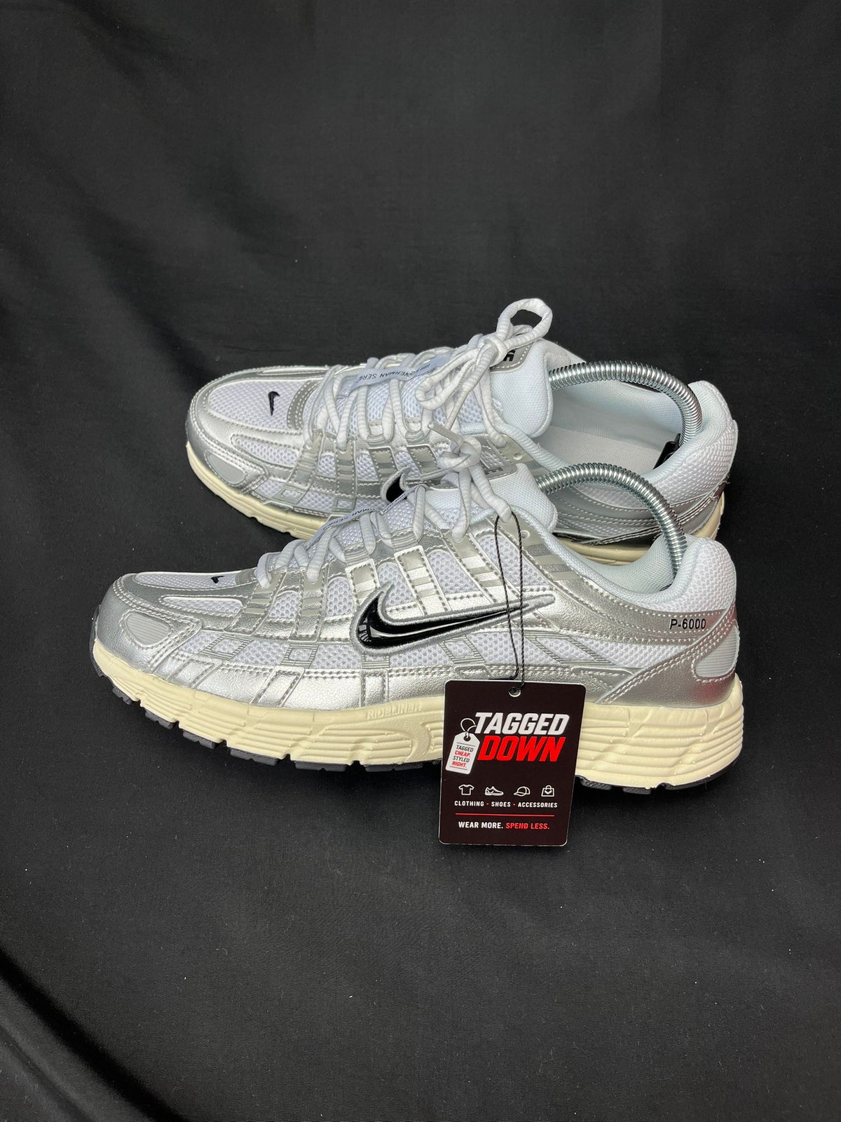 Authentic Nike P-6000 White and Silver trainers, brand new in the original box.