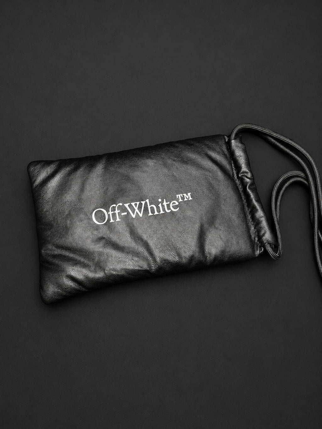 Off-White™ Black Utility Crossbody Pouch with adjustable shoulder cord, brand new without tags.