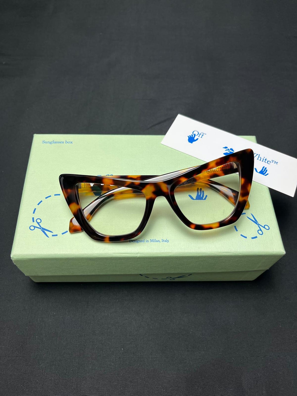 Off-White™ Women’s Havana Tortoiseshell Clear Lens Glasses, brand new in the original box.