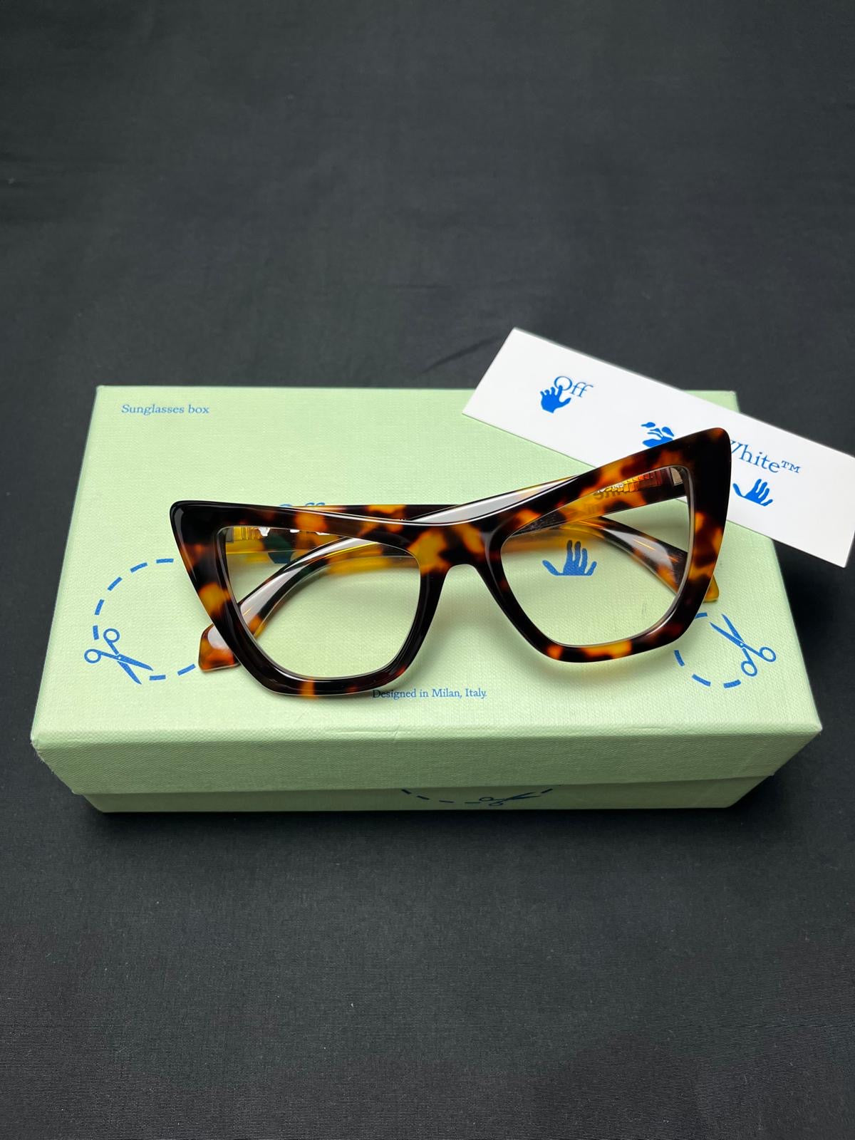 Off-White™ Women’s Havana Tortoiseshell Clear Lens Glasses, brand new in the original box.