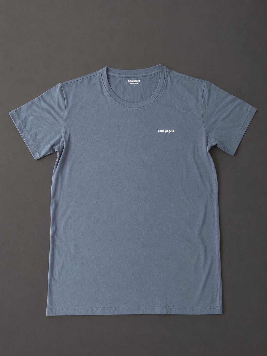 Authentic Palm Angels navy blue slim fit T-shirt with subtle chest logo branding, brand new with tags