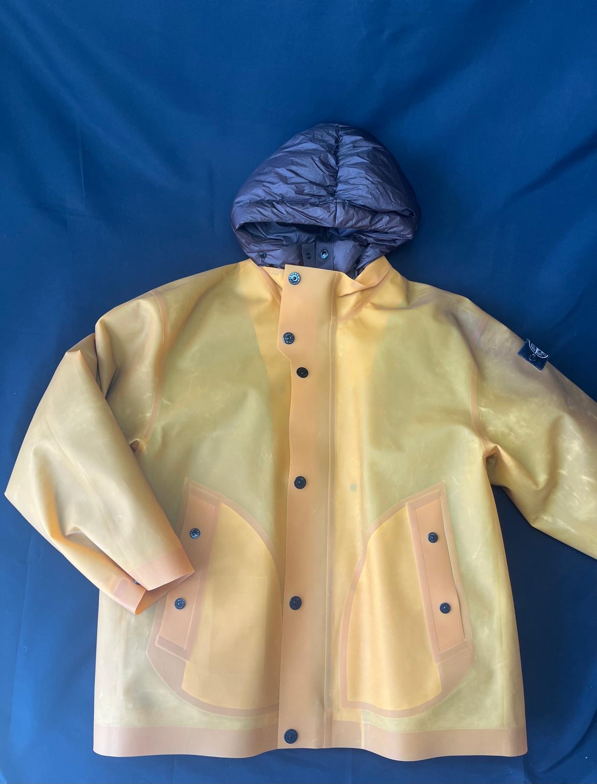 Authentic Stone Island Poly Strata Ice Jacket in yellow, pre-owned in excellent condition.