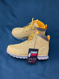 Timberland Junior 6-Inch Wheat Nubuck Boots, brand new in the original box.